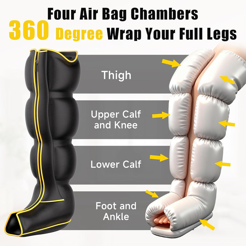 Air Compression Leg and Foot Massager with Multiple Modes and Adjustable Intensity
