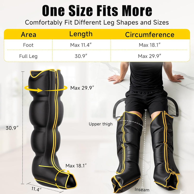 Air Compression Leg and Foot Massager with Multiple Modes and Adjustable Intensity