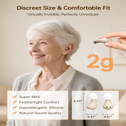 Rechargeable OTC In-Ear Hearing Aids with Charging Case and Noise Reduction