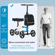 Compact Knee Walker with Dual Braking System and 8 Inch Wheels, 300 lb Capacity
