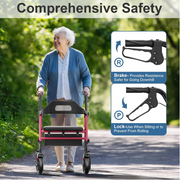 Foldable Rollator Walker with Seat 8 Inch Wheels 350 lb Capacity