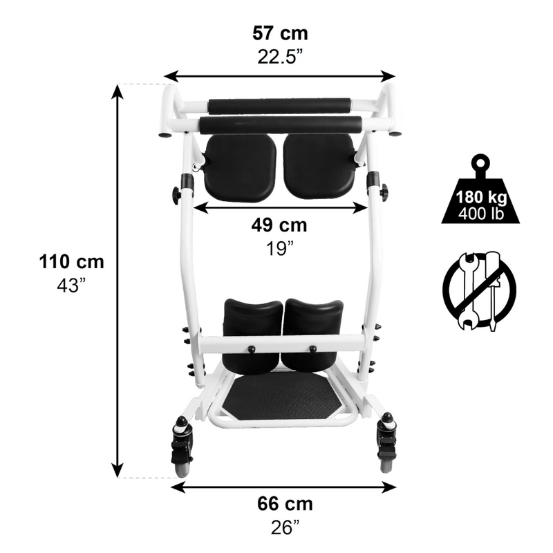 Stand Assist Transfer Chair with Wheels and Knee Support Pads