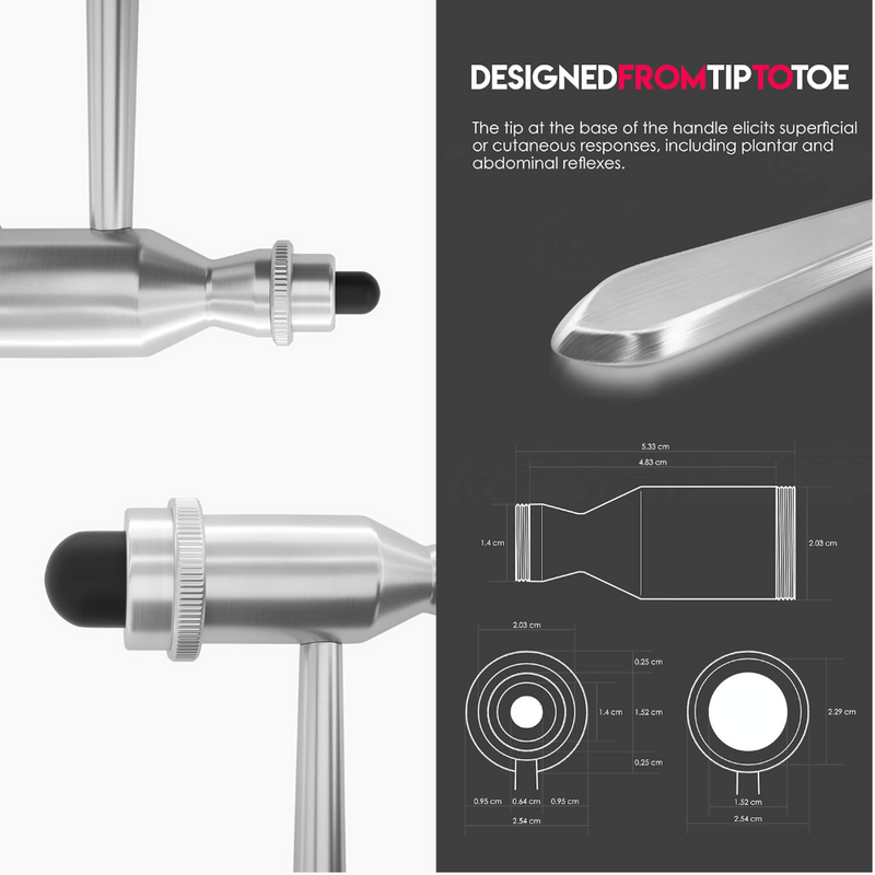Tromner Neurological Reflex Hammer with Dual Rubber Head and Pointed Tip