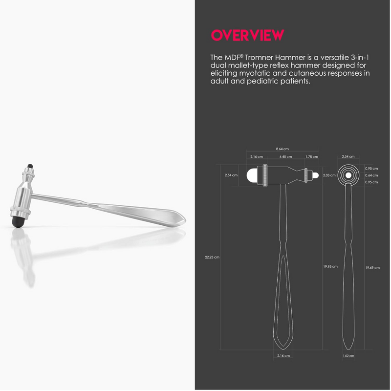 Tromner Neurological Reflex Hammer with Dual Rubber Head and Pointed Tip