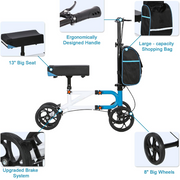 Compact Knee Walker with Dual Braking System and 8 Inch Wheels, 300 lb Capacity