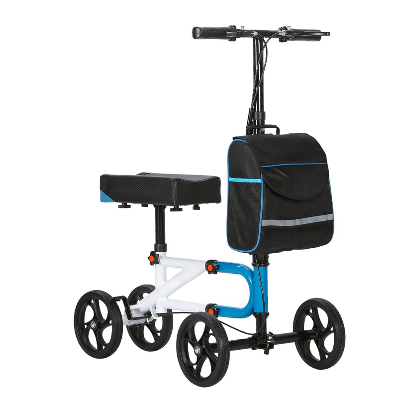 Compact Knee Walker with Dual Braking System and 8 Inch Wheels, 300 lb Capacity